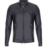 North Fashion NorthFashion Erkek Siyah Deri Mont Ceket Iç Cepli Omuz Çizgili Model - 5-Siyah - 2XL