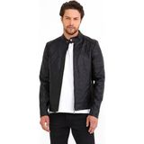 North Fashion NorthFashion Erkek Siyah Iç Cepli Slim Fit Düz Model Deri Ceket - 5-Siyah - XL