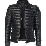 North Fashion NorthFashion Erkek Siyah Slim Fit Su Geçirmez Içi Kürklü Şişme Deri Ceket & Mont Model No: ŞişmeDeriMont01 - 031-Siyah