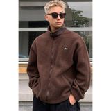 North London Erkek Oversize Peluş Önü Fermuarlı İçi Polarlı Sweatshirt