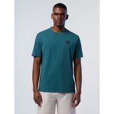 North Sails Comfor Fit Esnek ve Nefes Alabilen North Tech Logolu Bisiklet Yaka Organik Pamuk Tişört - Deniz Yeşili - 2XL