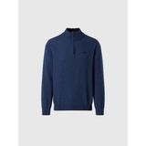 North Sails Kaşmir Karışımlı Yünlü Yarım Fermuarlı Erkek Triko Kazak 12GG - Koyu Mavi Melanj - 3XL