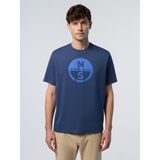 North Sails Regular Fit Logo Baskılı %100 Pamuk Bisiklet Yaka Tişört - Koyu Denim