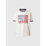 North Sails Regular Fit Vintage Grafik Baskılı Bisiklet Yaka Yalıtımlı Pamuk Tişört - Marshmallow - 4XL