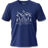 North Whiskers "camping Because Therapy Is Expensive" Baskılı %100 Pamuklu Lacivert Kamp Tişörtü - 2XL