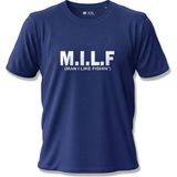North Whiskers M.ı.l.f (Man I Like Fishin') Esprili Balıkçı Baskılı %100 Pamuklu Unisex Lacivert Tişört - Beyaz