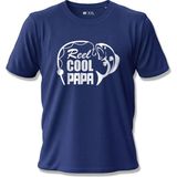 North Whiskers Reel Cool Papa Esprili Balıkçı Baskılı %100 Pamuk - Balık Tutkunu Babalara Özel Lacivert Tişört - XL