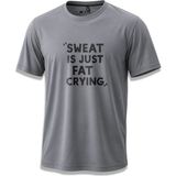 North Whiskers Sweat Is Just Fat Crying Baskılı Spor Tişört, Dry Touch Nefes Alabilir Koşu Tişörtü Gri