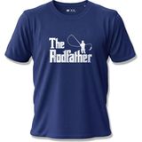 North Whiskers The Rodfather Esprili Balıkçı Baskılı %100 Pamuklu Unisex Lacivert Tişört - 2XL