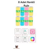 NorthAK 8 Adet Renkli Mini Yazıcı Rulosu Yapışkanlı Sticker 57x25mm - Renkli Çocuk Fotoğraf Makinesi Rulosu