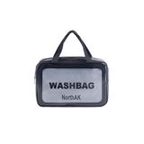 NorthAK Şeffaf Seyahat Makyaj Çantası - Kozmetik ve Makyaj Çantası Büyük Boy Washbag Siyah