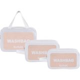 NorthAK Şeffaf Seyahat Makyaj Çantası3’lü Set - Kozmetik ve Makyaj Çantası Büyük Boy Washbag Siyah - Beyaz