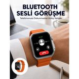 Northcity 2025 Model Nabız Sensörlü Akıllı Saat - Spor Takibi, Gps ve Sesli Arama Özellikli Titreşimli Saat - Gümüş - Turuncu - 44 mm