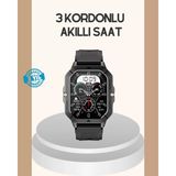 Northcity 3 Kordonlu Akıllı Saat Uzun Pil Süreli - 00-Siyah - Beyaz - 40 mm - Adımsayar Var