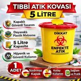 Northcity 5 Litre Kapaklı Tıbbi Atık Kovası - Enfekte Atık Kutusu ve Medikal Atık Çöp Kovası - None