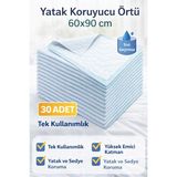 Northcity 60X90 cm Sıvı Geçirmez Yatak Koruyucu Örtü 30 Adet - Tek Kullanımlık Hijyenik Hasta Altı Bezi - Beyaz - Standart