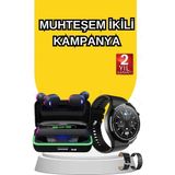 Northcity Akıllı Saat ve Bluetooth Kulaklık Seti - Titreşim Bildirimleri, Uyku Takibi ve Powerbank Kutusu - Siyah - Standart - Akıllı Saat + Bluetooth Kulaklık Seti