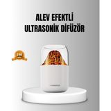 Northcity Alev Efektli Ultrasonik Uçucu Yağ Difüzörü 280ML Sessiz Çalışma - Ev Için Nemlendirici & Aromaterapi Cihazı - Ahşap - Beyaz