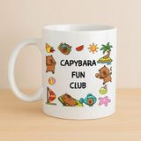 Northcity Capybara Fun Club Yazılı Eğlenceli Tasarım Kupa Model 237 - Sevimli Baskılı Seramik Kahve Kupası - Capybara Fun Club Model 237 - 001-Renkli
