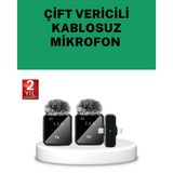 Northcity Çiftli Kablosuz Yaka Mikrofon Seti - Canlı Yayın ve Podcast İçin 2in1 Çözüm