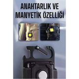 Northcity Çok Amaçlı Mıknatıslı LED Anahtarlık Fener - 800 Lümen, USB Şarjlı, Şişe Açacağı - Siyah