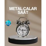 Northcity Dekoratif Gümüş Masa Saati - Sessiz Alarm ve Işıklı Gösterge ile Modern Ev Dekorasyonu