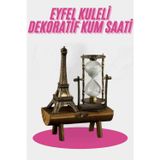 Northcity Eyfel Kulesi Tasarımlı Kristal Kum Saati - Ahşap Görünümlü Dekoratif Masa Üstü Eşyası