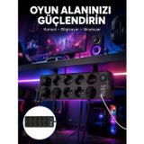 Northcity Güç Dağıtıcı - USB ve Type-C Çıkışlı 10'lu Akım Korumalı Çoklu Priz | Masaüstü ve Oda Düzenleyici