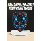 Northcity Işıklı Led Neon Maske - Halloween Parti Kostümü, 220x170mm, 2x AA Pil