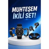 Northcity K55 Kablosuz Kulaklık ve Akıllı Saat Seti - Bluetooth 5.0 Oyun ve Spor Modu - 00-Siyah - Beyaz - Standart