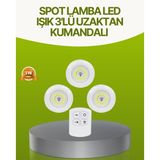 Northcity Kablosuz Led Spot Lamba Seti - Uzaktan Kumandalı 3'lü, Yapışkanlı ve Pratik