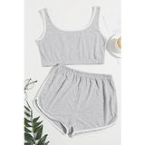 Northcity Kadın Gri Askılı Crop Top ve Şortlu Gecelik Takım H110559