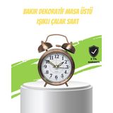 Northcity Klasik Nostaljik Bronz Metal Alarmlı Masa Saati - Büyük Boy Dekoratif