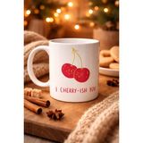Northcity Model 26 – I Cherry-Ish You Yazılı Sevimli Kiraz Tasarımlı Porselen Kupa - Aşk Dolu Hediye Fikri - 00-Siyah - Beyaz