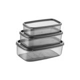 Northcity Oval 3 Parça Hava Almaz Sızdırmaz Saklama Kabı Seti Füme (300/500/800 Ml) - Mutfak Düzeni - Antrasit
