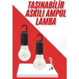 Northcity Retro Şarjlı Aydınlatma Ampul Tasarımlı Ambians Işık Askılı Kamp Lambası - Type-C Şarjlı - Ahşap