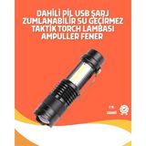 Northcity Şarjlı LED El Feneri - 14500 Pil Dahil, 2000 Lümen, 4 Işık Modu, Mini Boy - Siyah
