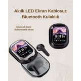 Northcity Se One Bluetooth Kulaklık - Akıllı Ekranlı Kablosuz Kulaklık ve Şarj Kutusu - Beyaz - Bluetooth 5.4