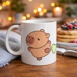 Northcity Sevimli Kapibara Desenli Porselen Kupa – Kahve & Çay Içecek Bardağı, Neşeli Hediyelik Ürün - MODEL 96 CAPYBARA - Beyaz
