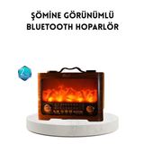 Northcity Şömine Efektli Bluetooth 5.3 Hoparlör - 7W Solar Şarjlı Radyo ve AUX Desteği