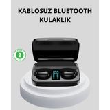 Northcity Tws Bluetooth Kulaklık 1800MAH Dijital Ekranlı Şarj Kutusu - Powerbank - Siyah