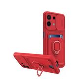 Northcity Xiaomi Redmi Note 13 4G Uyumlu Kılıf Zuma Kartvizitli Yüzüklü Silikon - Kırmızı