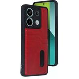 Northcity Xiaomi Redmi Note 13 Pro 4G Uyumlu Kılıf Sara Kartvizitli Deri Kılıf - Kırmızı