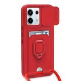Northcity Xiaomi Redmi Note 13 Pro 5G Uyumlu Kılıf Zuma Kartvizitli Yüzüklü Silikon - Kırmızı