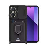 Northcity Xiaomi Redmi Note 13 Pro Plus Uyumlu Kılıf Zuma Kartvizitli Yüzüklü Silikon - Siyah