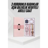 Northcity Yeni Nesil Kadın Akıllı Saat Rose Gold - Android ve Ios Uyumlu, Şık Tasarım ve Kordon Çeşidi - 38 mm - Çelik metal kordonlu, Ocean kordonlu, Silikon kordonlu - Altın - Rose Gold