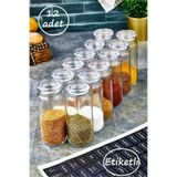 Northern Star 12'li Büyük Boy Cam Kavanoz Saklama Kabı Baharatlık Seti Süper Set 500 Ml (etiket Hediyeli)