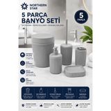 Northern Star 5'li Banyo Seti 5 Lt Çöp Kovası Tuvalet Fırçası Lavabo Takımı Sabunluk Diş Fırçalık Banyo Takımı