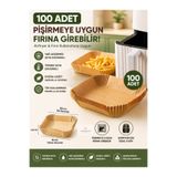 Northern Star Airfryer Pişirme Kağıdı 100 Adet Hava Fritözü Kare Model Pişirme Kağıdı Airfryer Yağsız Firitöz