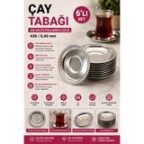 Northern Star Çay Tabağı 6lı Paslanmaz Çelik Metal Parlak Çay Tabak Lokanta Kafe Restaraunt İçin